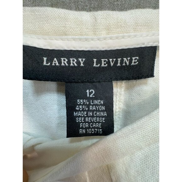 Larry Levine Womens Linen Blend A-Line Skirt Size 12 White Coastal Beach - Picture 2 of 8